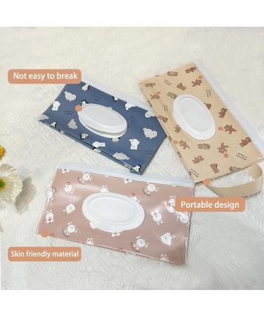 Baby Wipe Dispenser 3 Pack Baby Wet Wipe Pouch Travel Wipe Case Reusable Refillable Wet Wipes Holder Portable Carrying Pouches - KAMHBE (Animal) - Buy Online on GoSupps.com