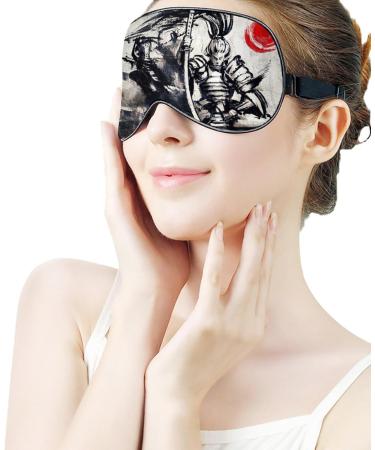 Japanese Samurai Soft Sleep Mask for Women | Ink Style Blackout Eye Mask | Breathable Polyester | Adjustable Travel Eye Mask - Buy Online on GoSupps.com