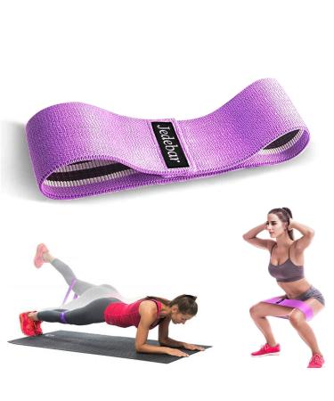 Jedebar Resistance Bands Non-Slip Fabric Booty Bands 3 Strengths Level Optional Fitness Loops for Glutes Hips Legs Yoga Pilates Exercise Physiotherapy and Recovery Workout Purple-Heavy Resistance