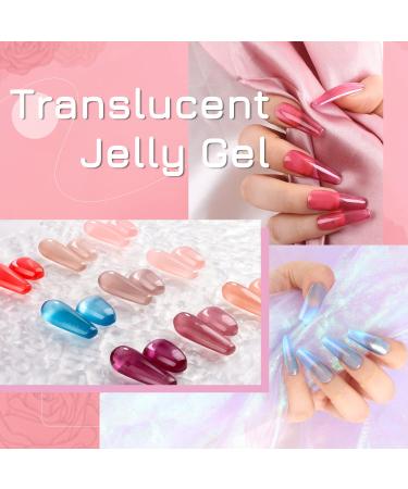 Lavender Violets Translucent Gel Nail Polish Kit - 27+3 Colors Semi-Transparent Jelly Sheer Nail Gel Varnish Set with Base, Matte & Glossy Top Coat - C976 Baby Pink - Buy Online on GoSupps.com