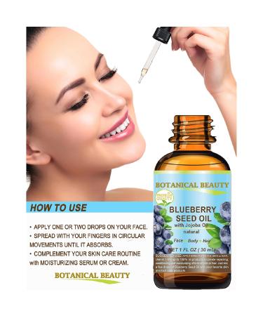 Botanical Beauty BLUEBERRY SEED OIL Virgin Unrefined Cold-Pressed Carrier Oil 1 Fl.oz.- 30 ml for Face Dry Skin Body Hair Nails Anti-Aging Moisturizer - Buy Online on GoSupps.com