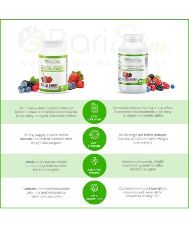 Bari Slim Bariatric Calcium Citrate & Chewable Multivitamin - Post Surgery Bariatric Supplement for Gastric Bypass & Sleeve - Buy Online on GoSupps.com