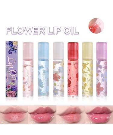 Flower Rolling Ball Lip Oil Gloss - Long Lasting Moisturizing Lip Balm | Clear Fruit Scented Lip Gloss for Women & Girls (#05 - Buy Online on GoSupps.com