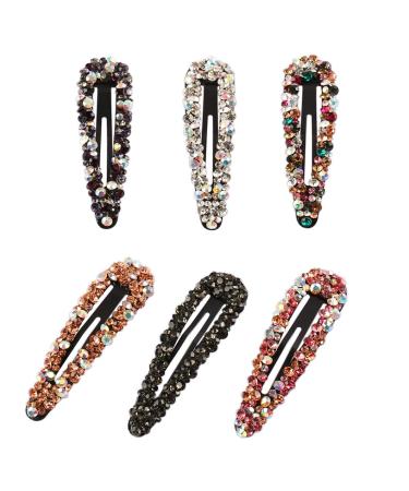 Sparkly AB Crystal Hair Clips - Handmade Rhinestone Snap Barrettes for Women & Girls (6 Colors, 6 Pcs) - Wedding Decorative Bling Hair Accessories - Buy Online on GoSupps.com
