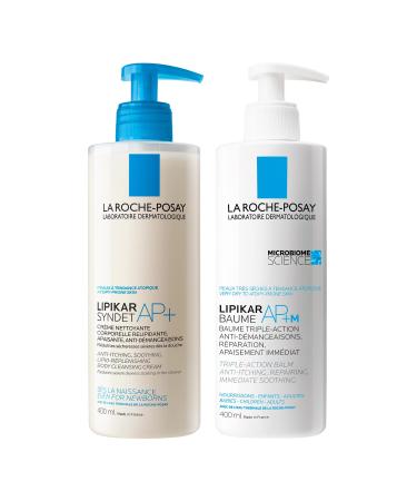 La Roche Posay Face Cream & Body Lotion BUNDLE Toleriane Dermallergo Creme & Lipikar Baume AP+M Your Sensitive Skin Hydration Duo Suitable for Sensitive Dry to Very Dry Skin Fragrance-Free BUNDLE: Lipikar Body Wash & Lotion