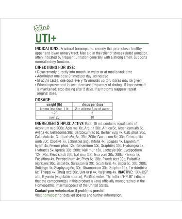 HomeoPet Feline UTI Plus Safe and Natural Urinary Tract Medicine for Cats Feline Urinary Tract Support 15 Milliliters - Pack of 2 - Buy Online on GoSupps.com