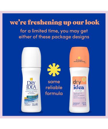 Buy Dry Idea Roll-On Deodorant & Antiperspirant - 72-Hour Odor Protection Unscented Hypoallergenic - Pack of 2 for Sensitive Skin | International Shipping Available - Buy Online on GoSupps.com