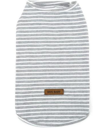 Paidful Cotton Striped Dog T-Shirt for Small Dogs - Summer Sleeveless Tee for Chihuahua & Yorkshire - Gray - 100% Cotton - Size S (Back Length: 20cm Bust: 32cm) - Buy Online on GoSupps.com