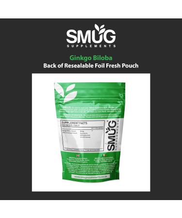 SMUG Ginkgo Biloba Tablets - 100 High Strength 6000mg for Memory & Cognitive Function - Vegan, Made in Britain - Buy Online on GoSupps.com