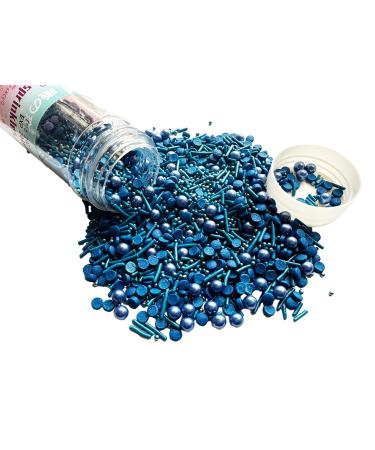 Pearl Sugar Sprinkles Candy 120g/4.2oz Mixing Size Baking Cake Decorations Cupcake Toppers Jimmies Cookie Decorating Celebrations Wedding Shower Party Chirstmas Supplies (Blue)