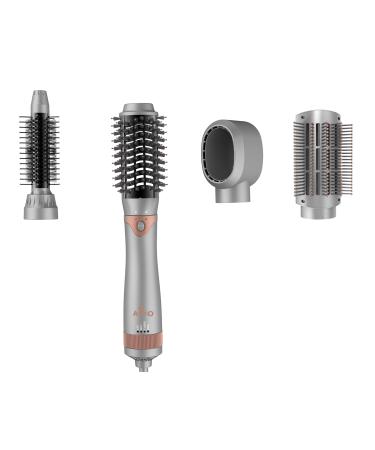 4-in-1 Hair Dryer Brush Negative Ion Detachable Hair Dryer Styler Hot Air Hair Dryer for Straightening Curling Drying Multifunctional Styling 1000W Gray Rose Gold