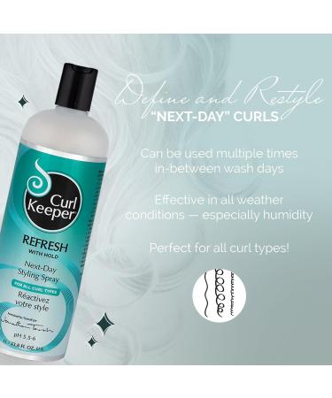 Curl Keeper Refresh Hair Styling Spray - Lightweight Water-Based Anti-Frizz Spray with Hold for Wavy & Curly Styles in Humidity & All Weather Conditions 33.8 Fl Oz 33.8 Fl Oz (Pack of 1) - Buy Online on GoSupps.com