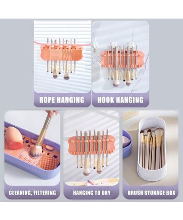 Makeup Brush Cleaning Container | Makeup Brushes Storage Box Cleaning Mat | Efficient Cleaning Tool Dustproof Sponge Washer for Sponges Brushes Powder Puff Three Generations of Purple - Buy Online on GoSupps.com