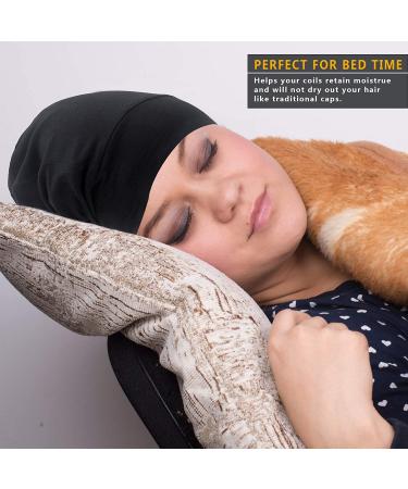 Silk Bonnet Sleep Cap - Soft & Comfortable Satin Sleeping Cap for Women and Men - Large Beanie Hat for Natural Curly Hair Protection - Black - Buy Online on GoSupps.com