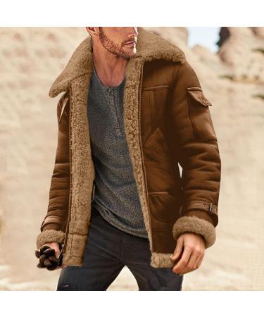 Buy Hanxiulin Men's Fleece Plush Jacket - Warm Windproof Casual Winter Jacket in Khaki | Ideal for Outdoor Comfort - Buy Online on GoSupps.com
