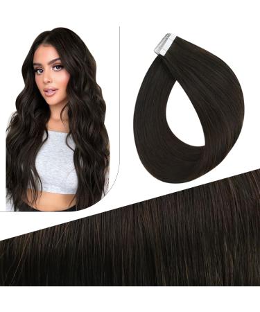FSHINE Extensions dark brown real hair tape 40cm injection hair real hair dark brown straight seamless shot hair of course extensions virgin human hair 10 pieces hair extension real hair 20gram #2 5.injected tape #2 40 cm