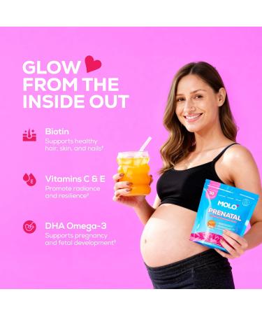 MOLO Prenatal Multi-Vitamin Drink Mix for Women Packed with essential vitamins & antioxidants DHA Omega-3 Methylfolate 30 Stick Packs with Sweet Orange Flavor Vegetarian Gluten-Free & Non-GMO - Buy Online on GoSupps.com