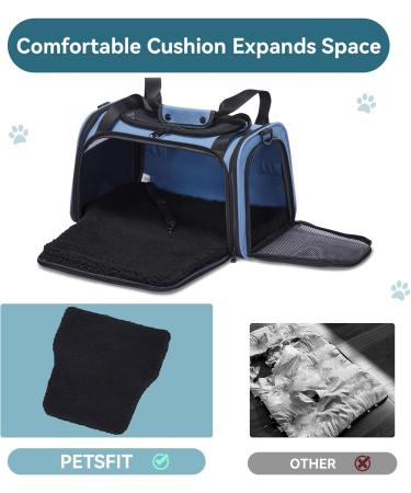 PetSfit Foldable Transport Box for Cats & Small Dogs - Portable Travel Bag with Expandable Bed Shoulder Strap - Blue S Blue - Buy Online on GoSupps.com