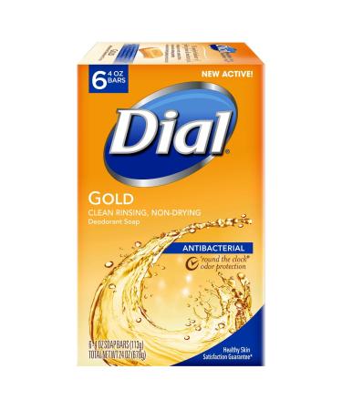 Dial Gold Antibacterial Soap - Six 4 oz Bars per Pack. (1 pack) Farfum 4 Ounce (Pack of 6)
