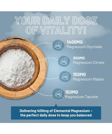 Magnesium Glycinate Complex 4 in 1-1866mg per Serving | Precise 404mg Elemental Magnesium dose | Added Magnesium Glycinate Citrate Malate & Taurate | 90 Vegan Capsules - by Prowise - Buy Online on GoSupps.com