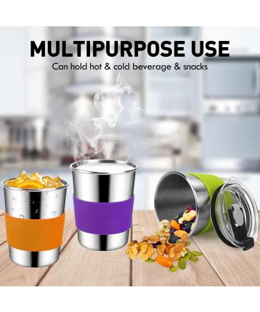 ShineMe 8oz Kids Stainless Steel Sippy Cups 5-Pack - Spill Proof, BPA Free, Reusable Toddler Cups with Silicone Sleeves and Lids for Hot/Cold Drinks - Indoor/Outdoor Snack Cups - Buy Online on GoSupps.com