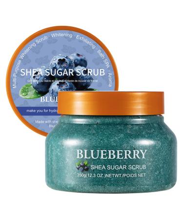 Facial Scrub Shea Sugar Scrub Ultra Hydrating and Exfoliating for Nourishing Essential Body Care Improves Acne Scars Blackheads Pore Size and Skin Texture (blueberry)