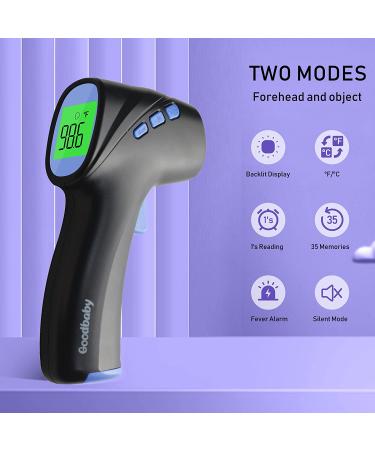 Touchless Forehead and Object Thermometer - Fast & Accurate Dual-Mode 2-in-1 Thermometer in Black - Buy Online on GoSupps.com