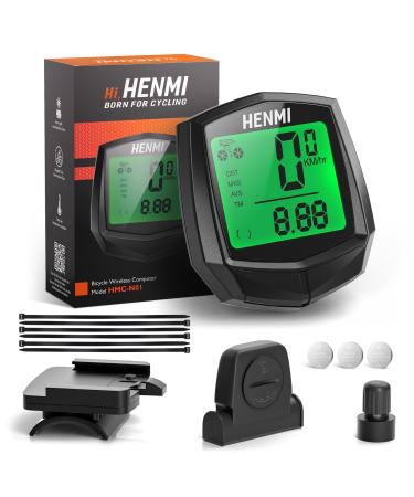 Henmi bicycle computer wireless 24 functions bicycle axis wireless IP54 waterproof bike wireless tachometer kilometer meter with HD LCD backlighting - Buy Online on GoSupps.com
