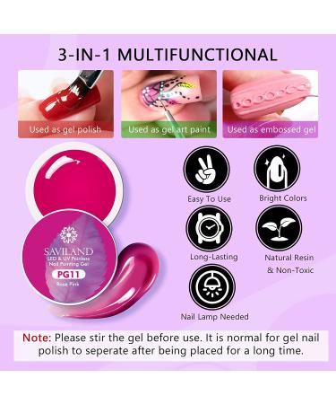 Saviland 25 Pcs Gel Paint Nail Kit - 12 Colors Gel Nail Polish Set with Brushes and Decorations for DIY Manicure - Buy Online on GoSupps.com