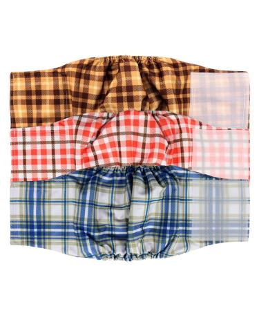Hi Sprout Reusable dog diaper for male washable dog belly tape durable and absorbent cloth 3 pieces colorful check patterns size L l l.