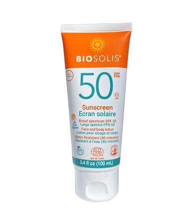 Biosolis Kids Sun Milk SPF 50 - Gentle on the Skin - Effective Protection against Harmful Rays - Mineral-Based Filters Sunscreen Cream - Water Resistant - No Perfume - Non-Sticky - Vegan - 3.4 oz