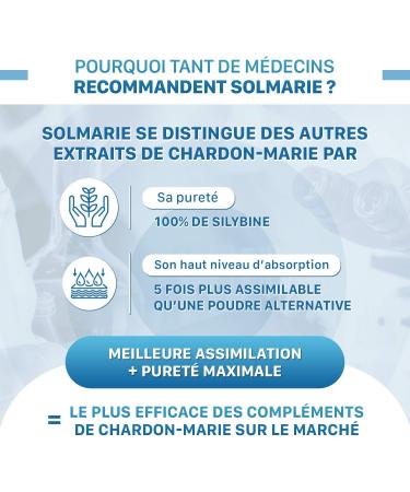 Solmarie Milk Thistle 100% Silybin High Purity Absorption 5 Times Greater than Silymarin via Study Liver Detox and Digestion 60 Capsules Milk Thistle by the French SOLAGE Laboratory - Buy Online on GoSupps.com
