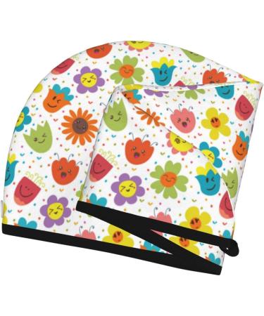 Cartoon Flowers Coral Velvet Hair Cap - Quick Dry Turban for Long Thick Hair | Anti-Frizz Towel | One Size Fits All - Buy Online on GoSupps.com