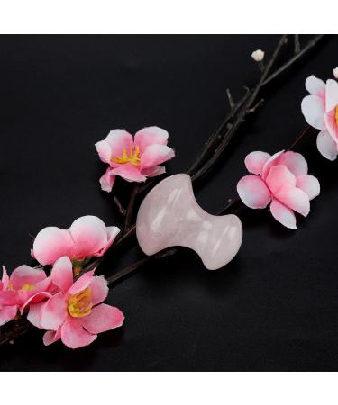 Portable Mushroom-Shaped Pink Quartz Massage Stone | Gua Sha Beauty Tool for Face Neck & Body Skin Tightening - Buy Online on GoSupps.com