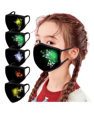 Riou 5 pieces children mouth and nose protection cotton silk fabric with motif washable breathable breathable cloth mouth protection multifunctional scarf for young girls