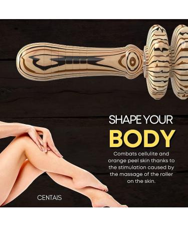 Cellulite Massage Device | Wooden Massage Roller & Fascia Roller | Maderotherapy Anti-Cellulite Treatment - Buy Online on GoSupps.com
