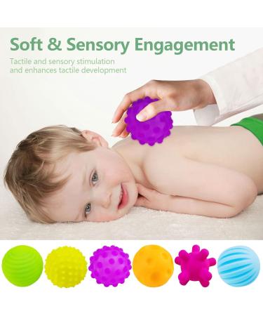 Vintage Baby Sensory Toys - 6pcs Soft Squeeze Ball Set | Infant Multi-Texture Massage Balls for Developmental Play - Buy Online on GoSupps.com