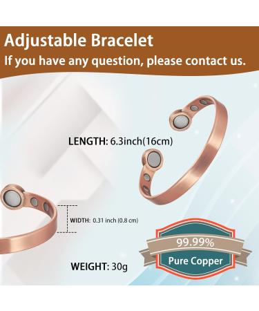 EnerCoppeX Copper Magnetic Bracelet for Women - Detox Jewelry with 3500 Gauss Magnet (CPB-0964Q) - Buy Online on GoSupps.com