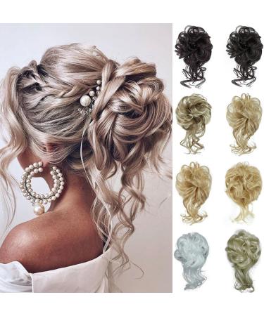PrinFantasy Messy Hair Bun Chignon Synthetic Extension - Wavy Donut Updo Scrunchy Curly Hairpiece (GBFQ010) - One Size - Buy Online on GoSupps.com
