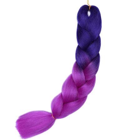 Ombre Braiding Hair 24inch Jumbo Braids High Temperature Fiber Synthetic Hair Extension 1pc 100g for Twist Braiding Hair Royalblue to Lilac - Buy Online on GoSupps.com