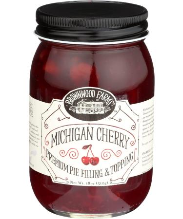 Brownwood Farms Cherry Pie Filling - 18 oz Best Michigan Toppings - Gluten-free - W/ Great Lakes Cherries - Chefs Baking for Pancakes Waffles - Ice Cream - Yogurt (BFCPF 18)