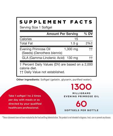 Jarrow Formulas Evening Primrose Oil 1300 mg - 60 Softgels | Support Skin & Hormonal Health - Buy Online on GoSupps.com