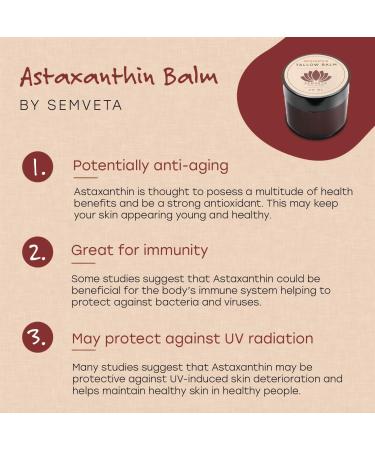 Organic Astaxanthin Tallow Balm - 100% Grass Fed Moisturizing Tallow Balm For Sensitive Skin - Natural Astaxanthin Tallow Face Cream - Great For Tans And Tanning - Buy Online on GoSupps.com