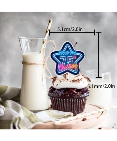 18pcs Blue Fluorescence Glitter Dessert Cupcake Topper Cheer to Let s Glow Crazy Straight Outta 1949 Theme Decoration Supplies Happy 75th Birthday Anniversary Wedding Party Decor Supplies - Buy Online on GoSupps.com