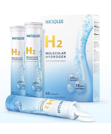 Hydrogen Water Tablets - 16 PPM Molecular Hydrogen Tablet - 200mg Magnesium - Fast Dissolving Hydrogen Tablets for Drinking Water - Antioxidant Support Cellular Health & Recovery - 60 Count
