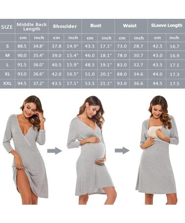 Sykooria Women's Cotton Nursing Nightdress, 3/4 Sleeves, Maternity Labour Nightgown - Blue, Size L - Buy Online on GoSupps.com