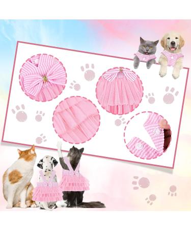 Shop Cute Tutu Dog Dress for Girls & Boys | Striped Bowknot Dress for Small Dogs & Cats - Pink M - Perfect for Pomeranians & Chihuahuas - Buy Online on GoSupps.com