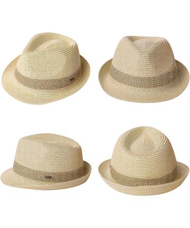 Fancet Packable Straw Fedora Panama Hat for Men & Women - Beige | Sun Summer Beach Trilby - Medium 16010 - Buy Online on GoSupps.com