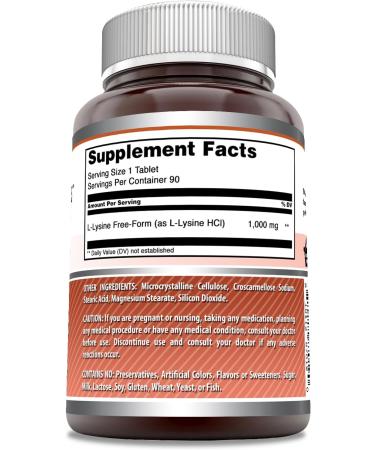 Buy Amazing Formulas L-Lysine 1000mg Tablets - Non-GMO Gluten Free & Made in USA | 90 Count Amino Acid Supplement for Immune Support - Buy Online on GoSupps.com
