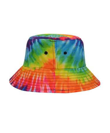 Bucket Hats for Women- Mushroom Fishermen Cap Travel Beach Sun Hat Double-Side-Wear Unisex Cap One Size Tie Dye Peace Whirl